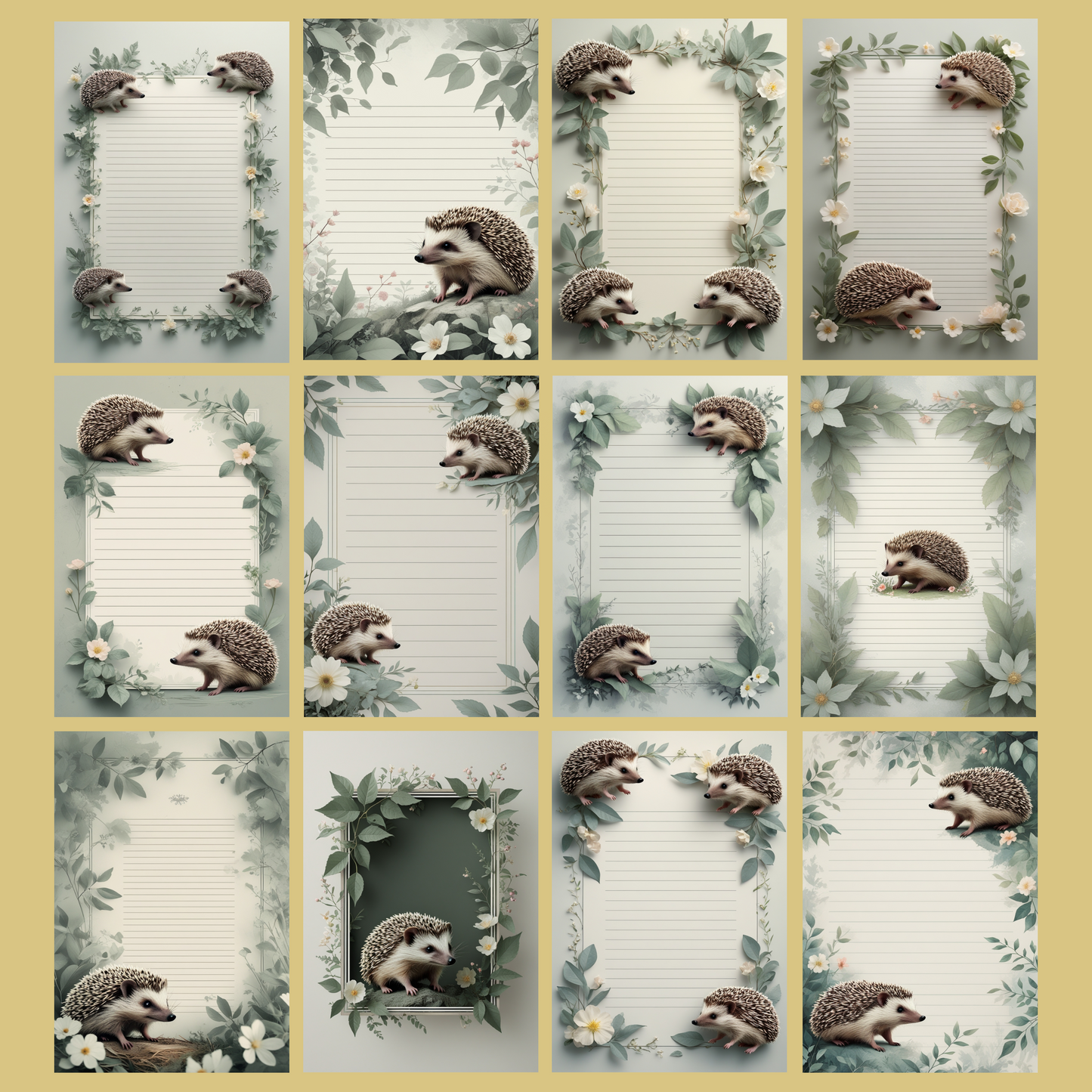 Hedgehog Notizseiten | Digital Download | 100 Seiten | Liniert | A4