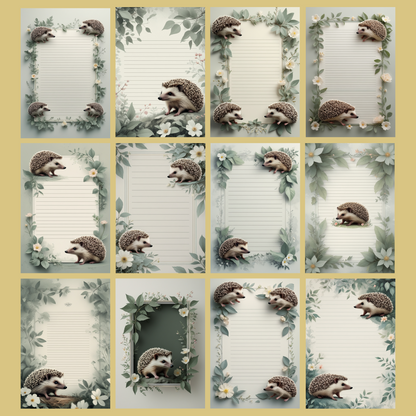 Hedgehog Notizseiten | Digital Download | 100 Seiten | Liniert | A4