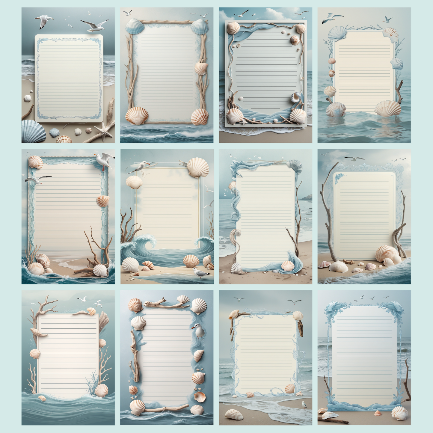 Seaside Notizseiten | Digital Download | 100 Seiten | Liniert | A4