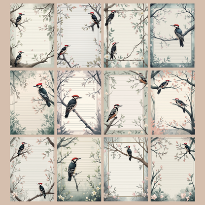 Woodpecker Notizseiten | Digital Download | 100 Seiten | Liniert | A4