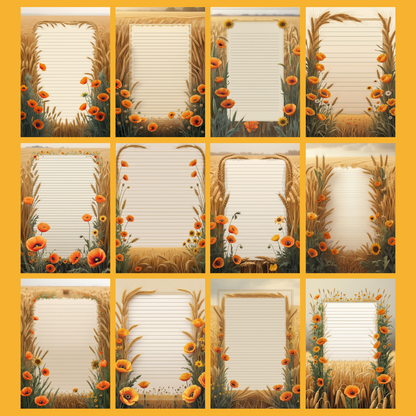 Golden Fields Notizseiten | Digital Download | 100 Seiten | Liniert | A4