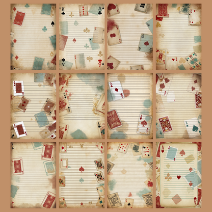 Playing Cards Notizseiten | Digital Download | 100 Seiten | Liniert | A4