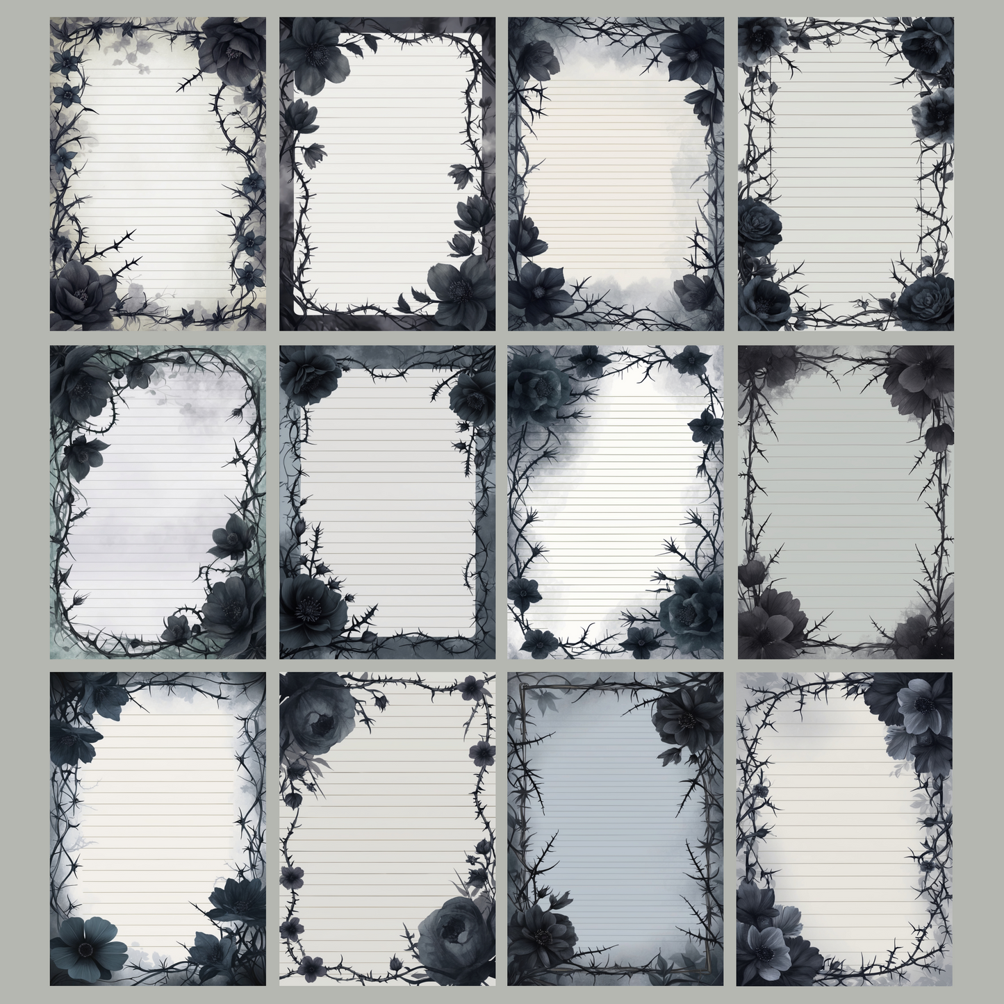 Twilight Garden Notizseiten | Digital Download | 100 Seiten | Liniert | A4