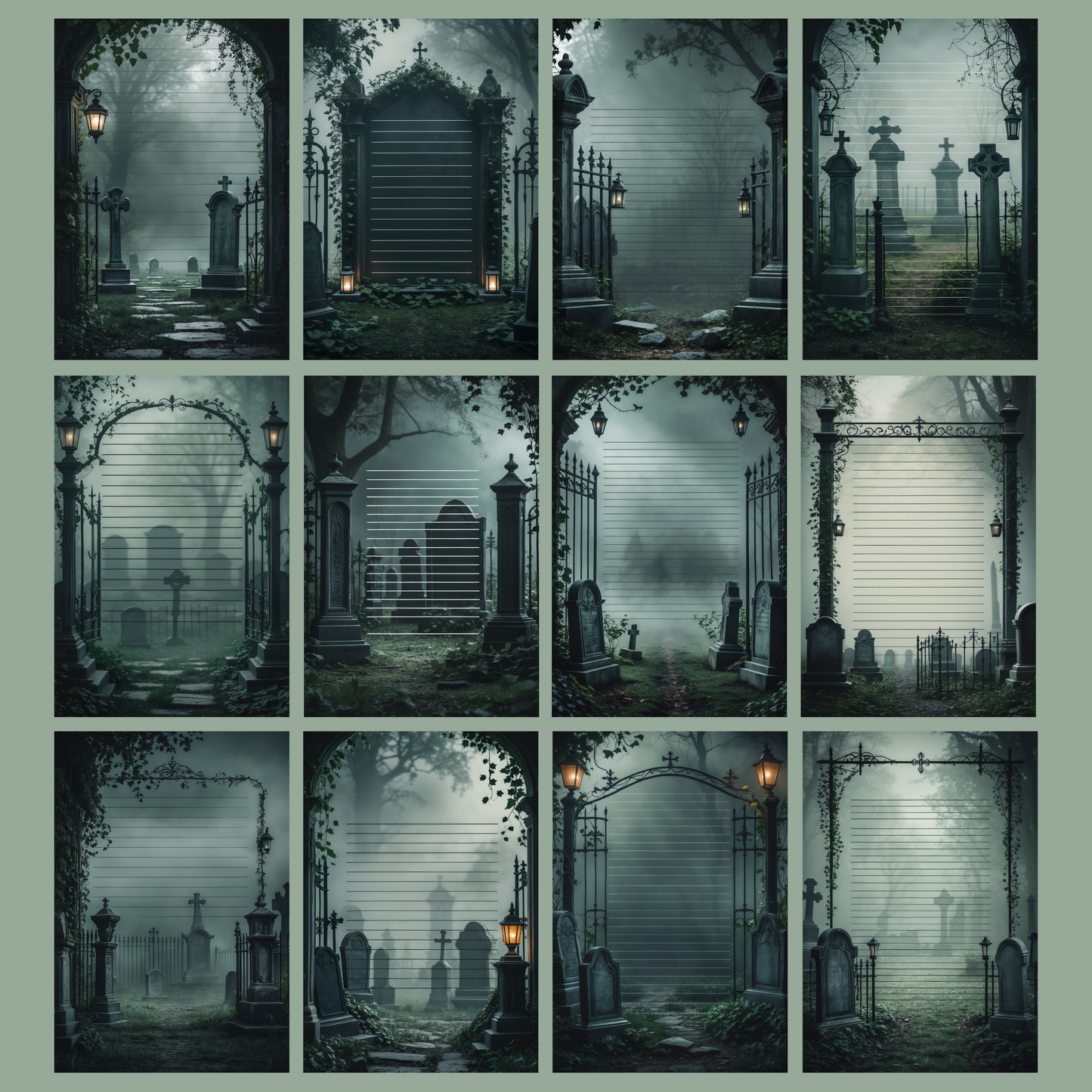 Graveyard Notizseiten | Digital Download | 100 Seiten | Liniert | A4