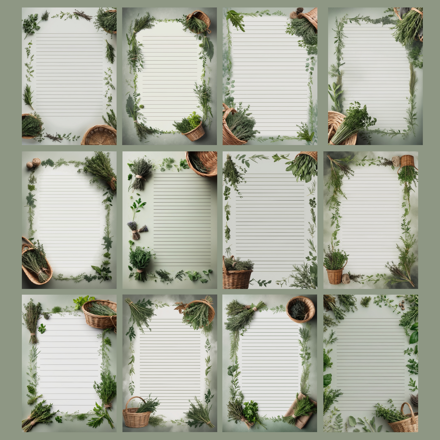 Wild Herbs Notizseiten | Digital Download | 100 Seiten | Liniert | A4