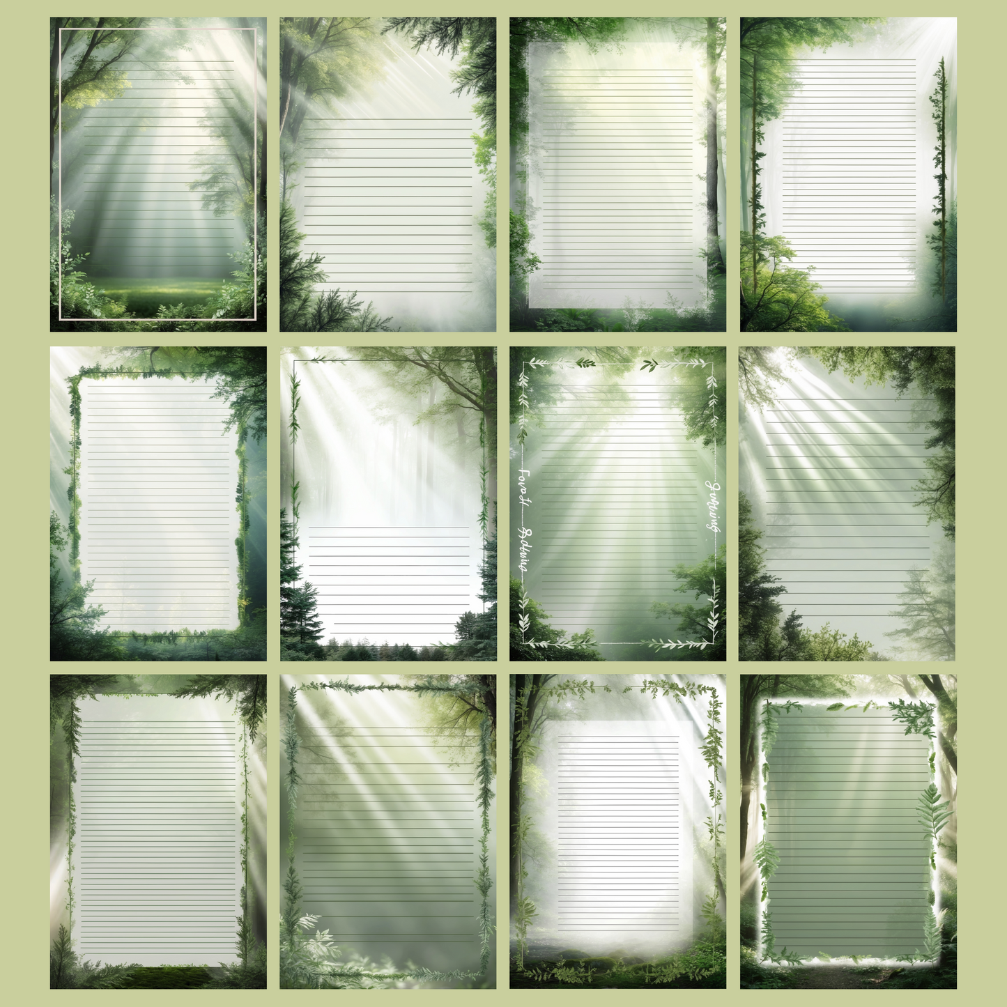Forest Bathing Notizseiten | Digital Download | 100 Seiten | Liniert | A4