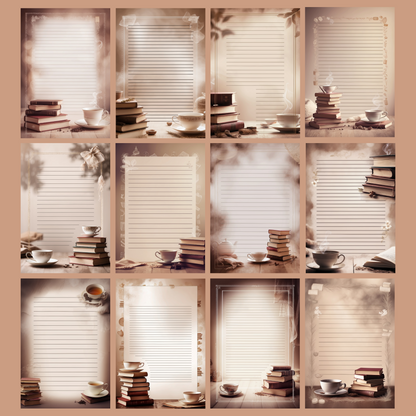 Books & Tea Notizseiten | Digital Download | 100 Seiten | Liniert | A4