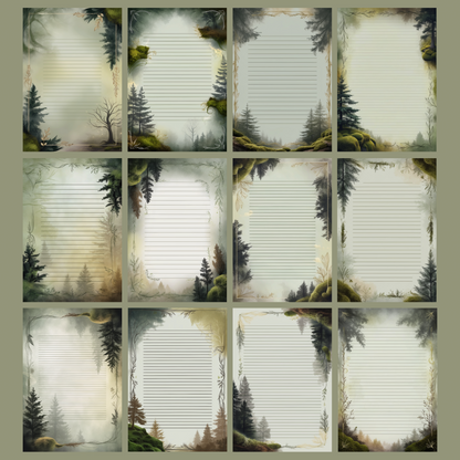 Sacred Forest Notizseiten | Digital Download | 100 Seiten | Liniert | A4