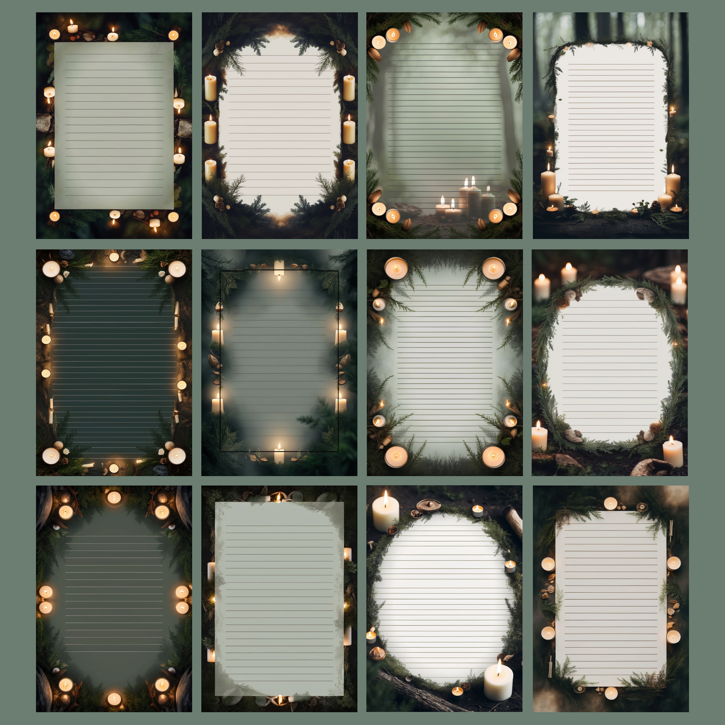 Forest Ritual Notizseiten | Digital Download | 100 Seiten | Liniert | A4