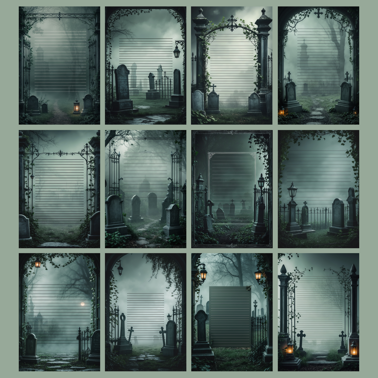 Graveyard Notizseiten | Digital Download | 100 Seiten | Liniert | A4