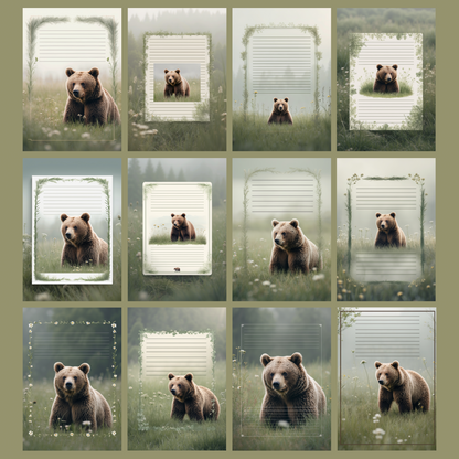 Meadow Bear Notizseiten | Digital Download | 100 Seiten | Liniert | A4