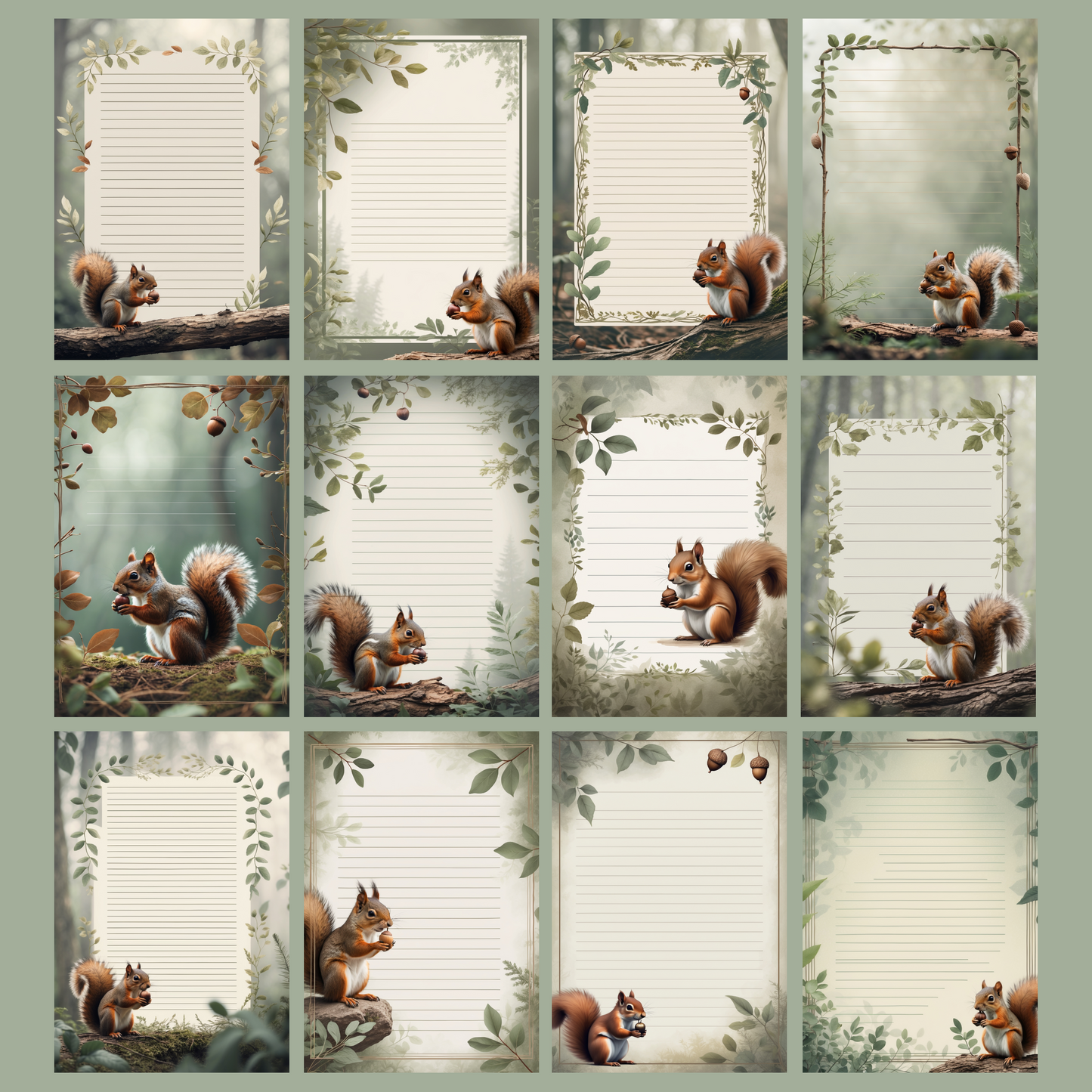 Squirrel Notizseiten | Digital Download | 100 Seiten | Liniert | A4