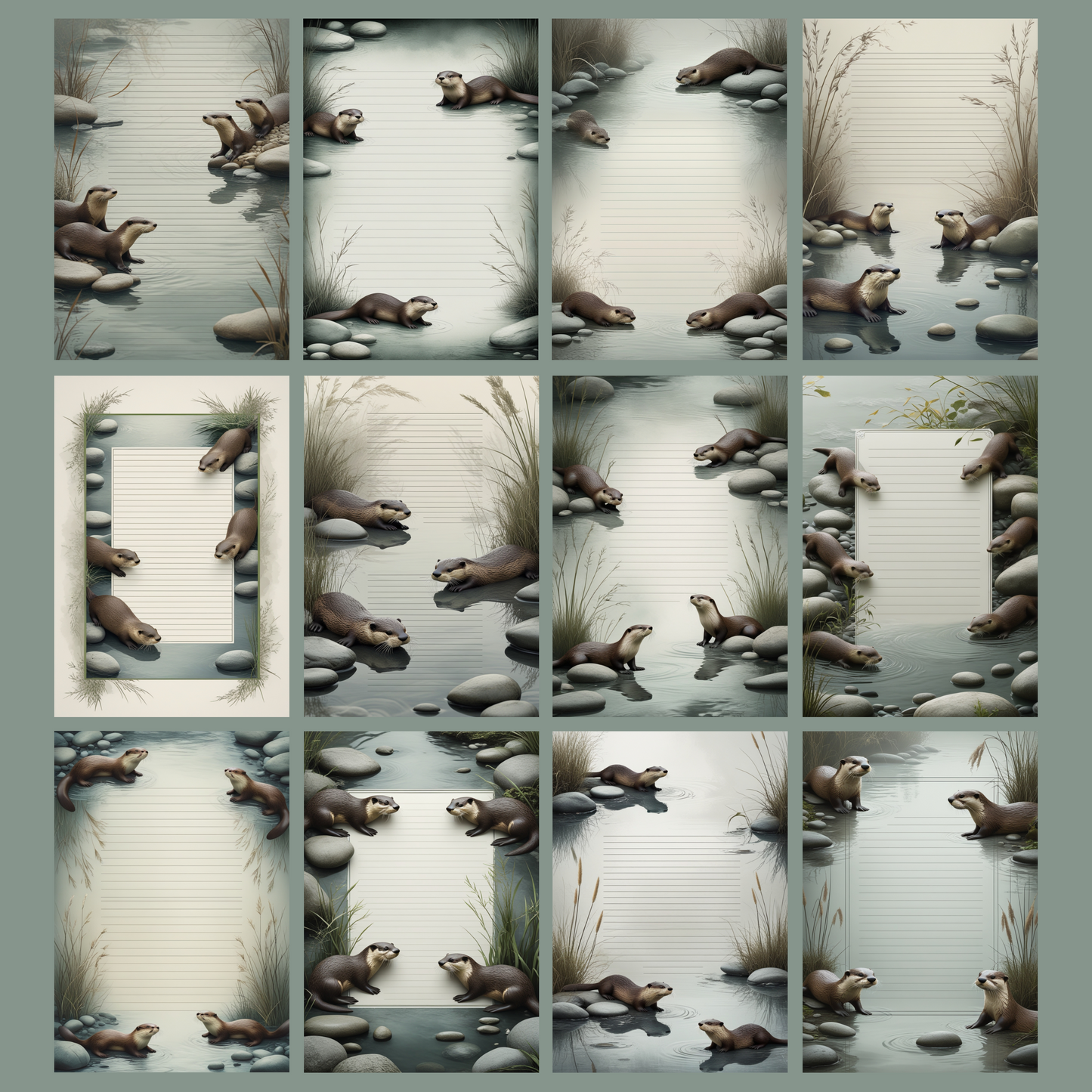 Otter Notizseiten | Digital Download | 100 Seiten | Liniert | A4