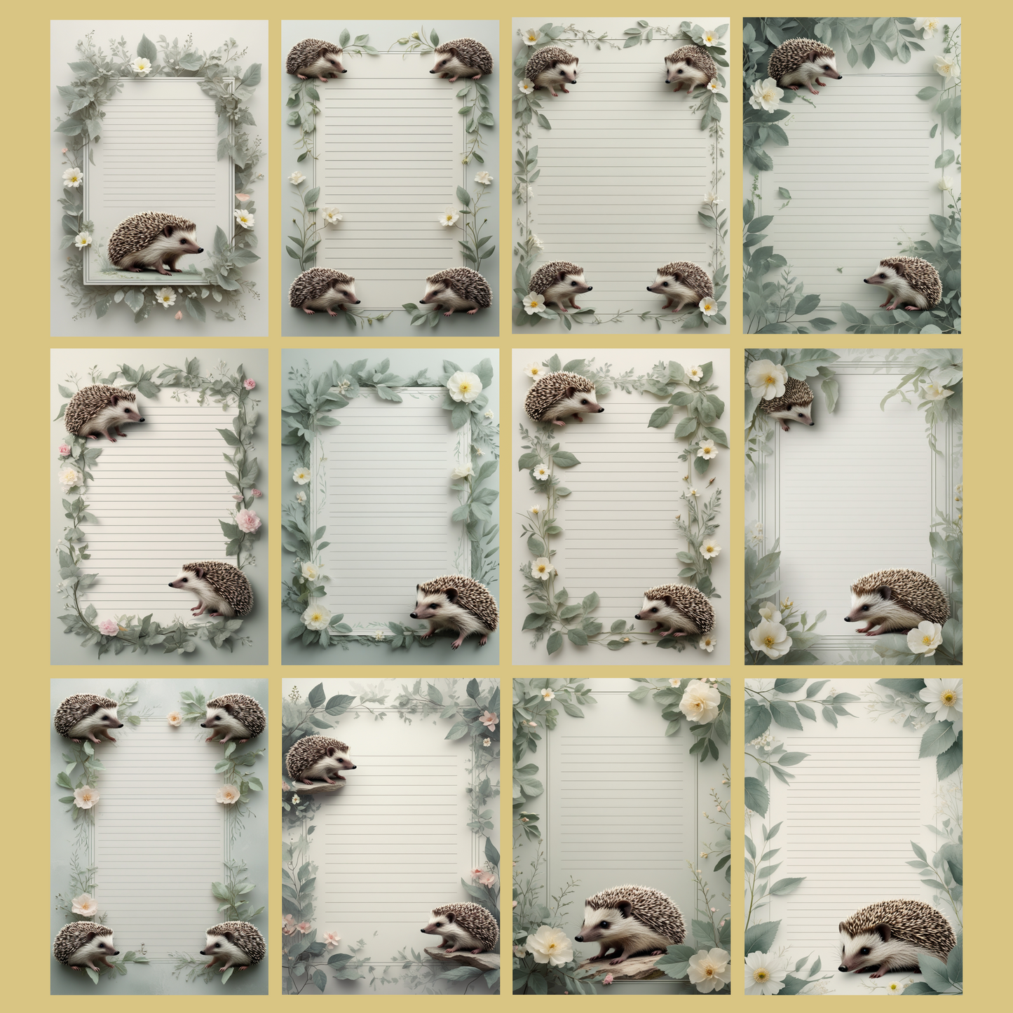 Hedgehog Notizseiten | Digital Download | 100 Seiten | Liniert | A4
