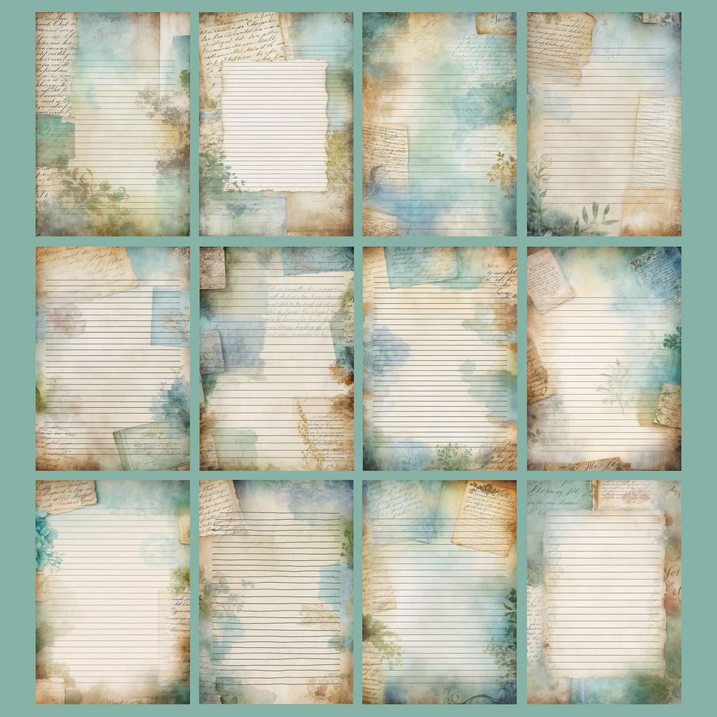 Calligraphy Notizseiten | Digital Download | 100 Seiten | Liniert | A4