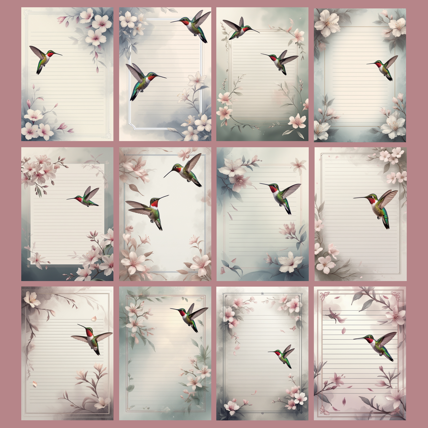 Humming Bird Notizseiten | Digital Download | 100 Seiten | Liniert | A4