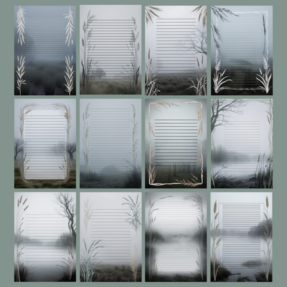 Foggy Moor Notizseiten | Digital Download | 100 Seiten | Liniert | A4