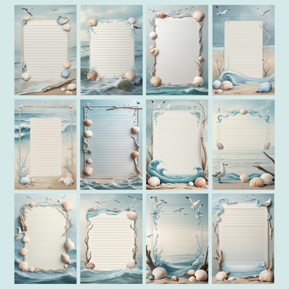 Seaside Notizseiten | Digital Download | 100 Seiten | Liniert | A4