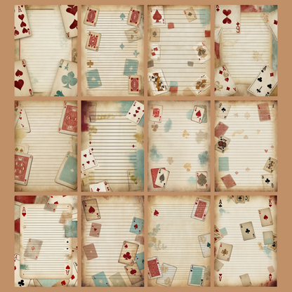 Playing Cards Notizseiten | Digital Download | 100 Seiten | Liniert | A4