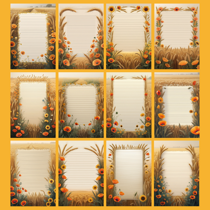 Golden Fields Notizseiten | Digital Download | 100 Seiten | Liniert | A4