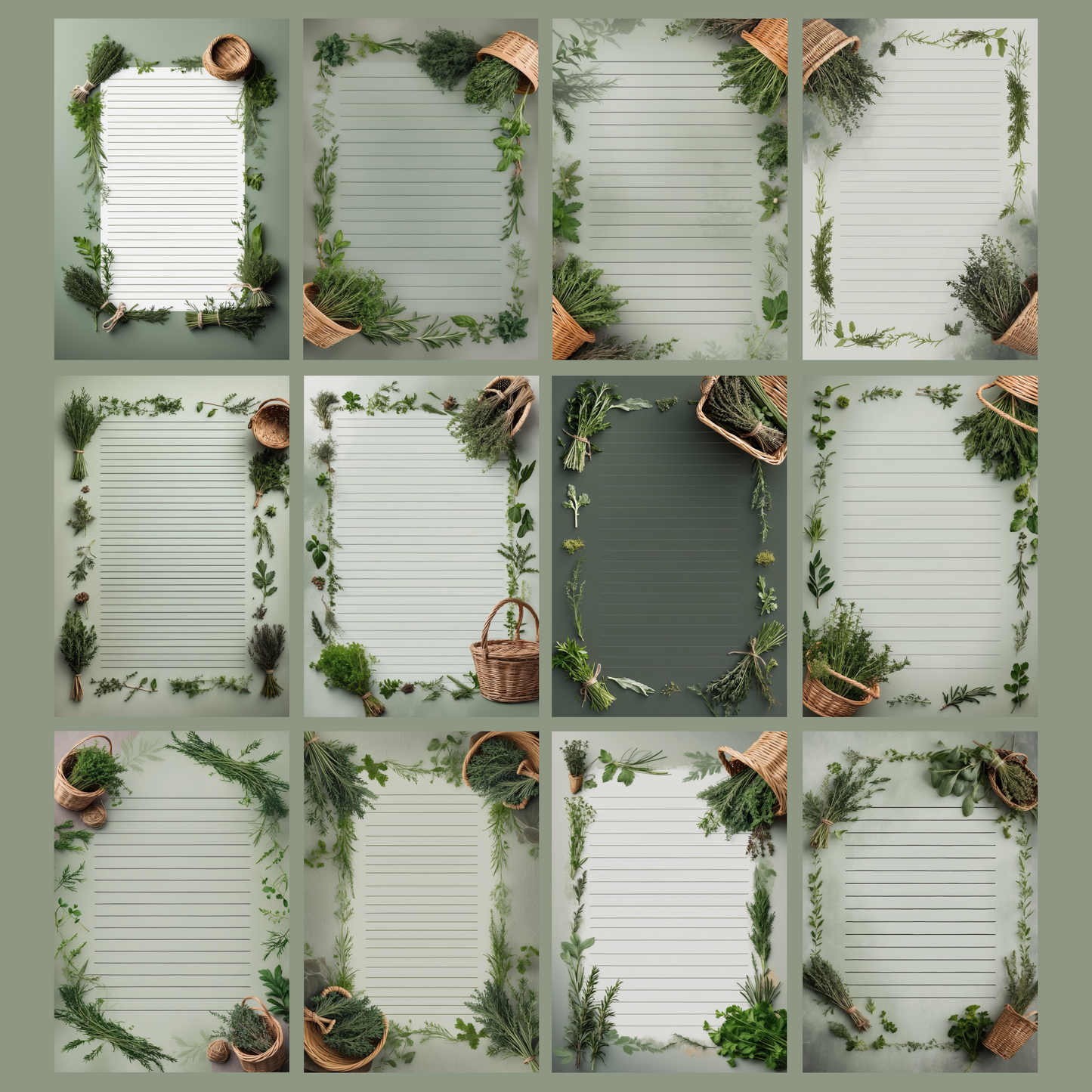 Wild Herbs Notizseiten | Digital Download | 100 Seiten | Liniert | A4
