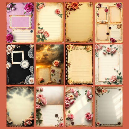 Shabby Chic - Rose Notes | Digital Download | 100 Bilder | Scrapbook | A4