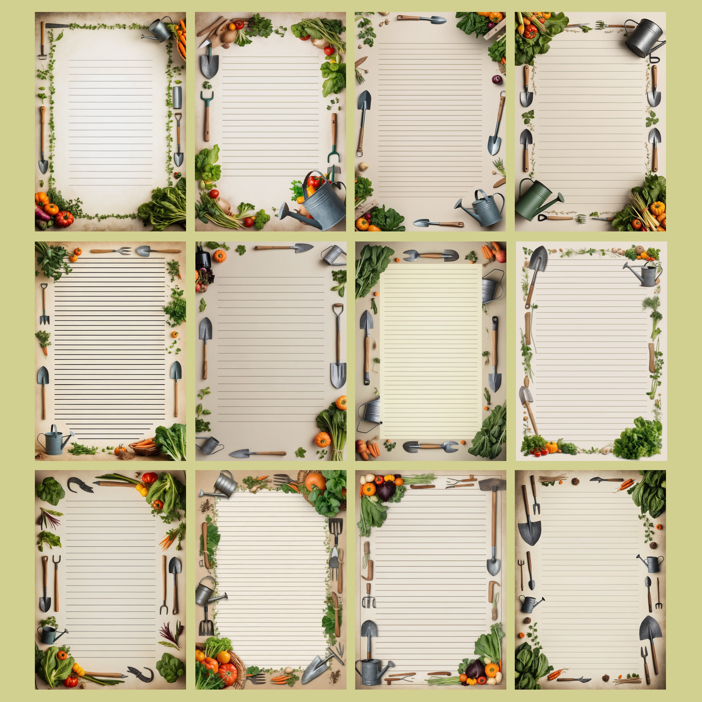Garden Tools Notizseiten | Digital Download | 100 Seiten | Liniert | A4
