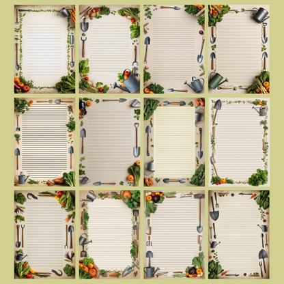 Garden Tools Notizseiten | Digital Download | 100 Seiten | Liniert | A4