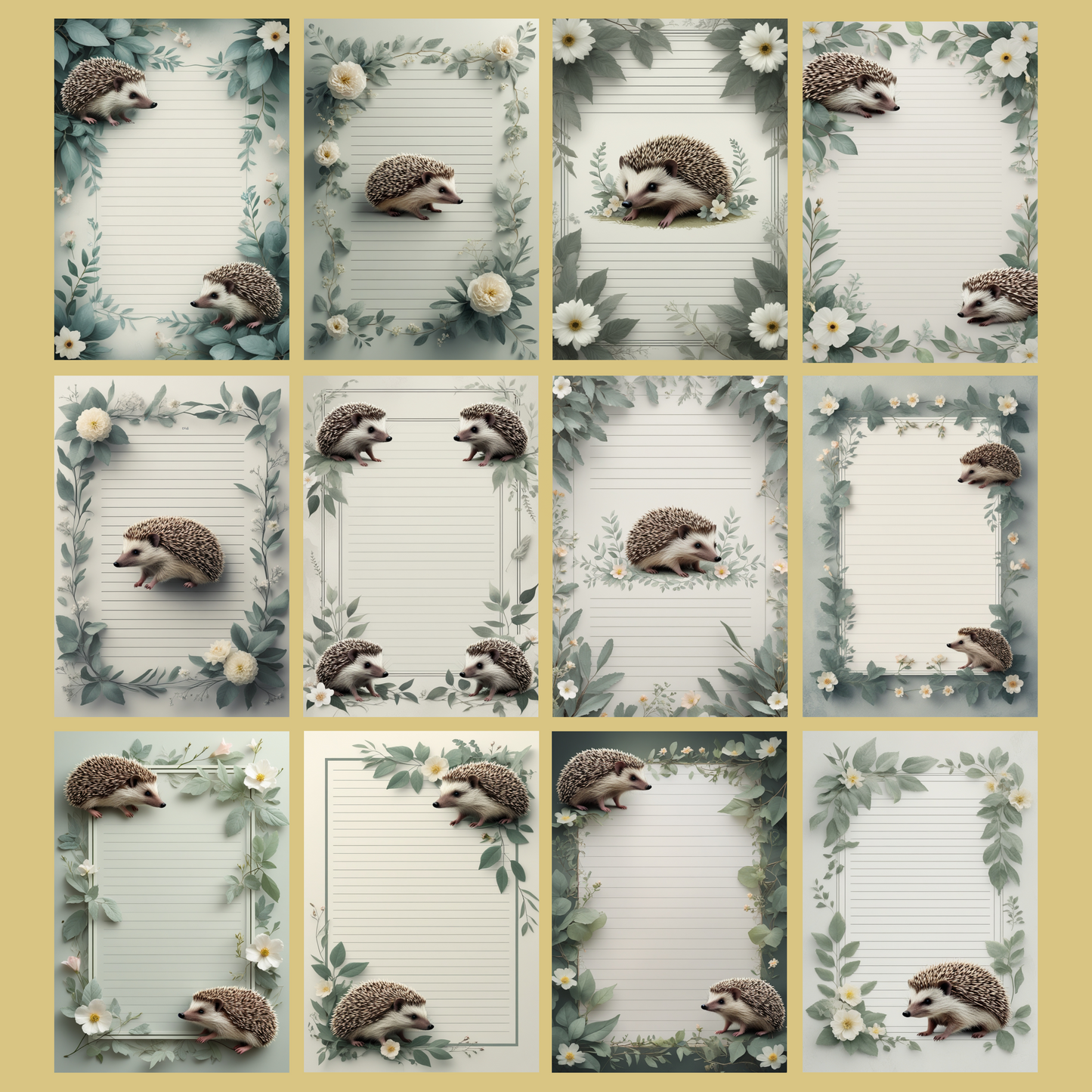 Hedgehog Notizseiten | Digital Download | 100 Seiten | Liniert | A4