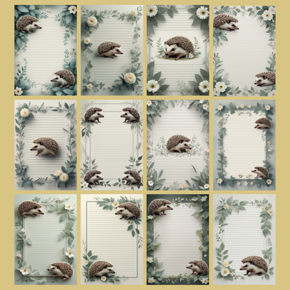 Hedgehog Notizseiten | Digital Download | 100 Seiten | Liniert | A4