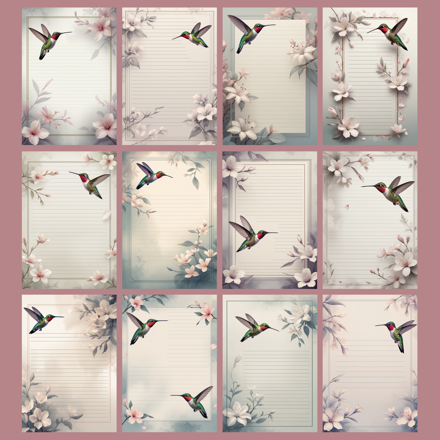 Humming Bird Notizseiten | Digital Download | 100 Seiten | Liniert | A4