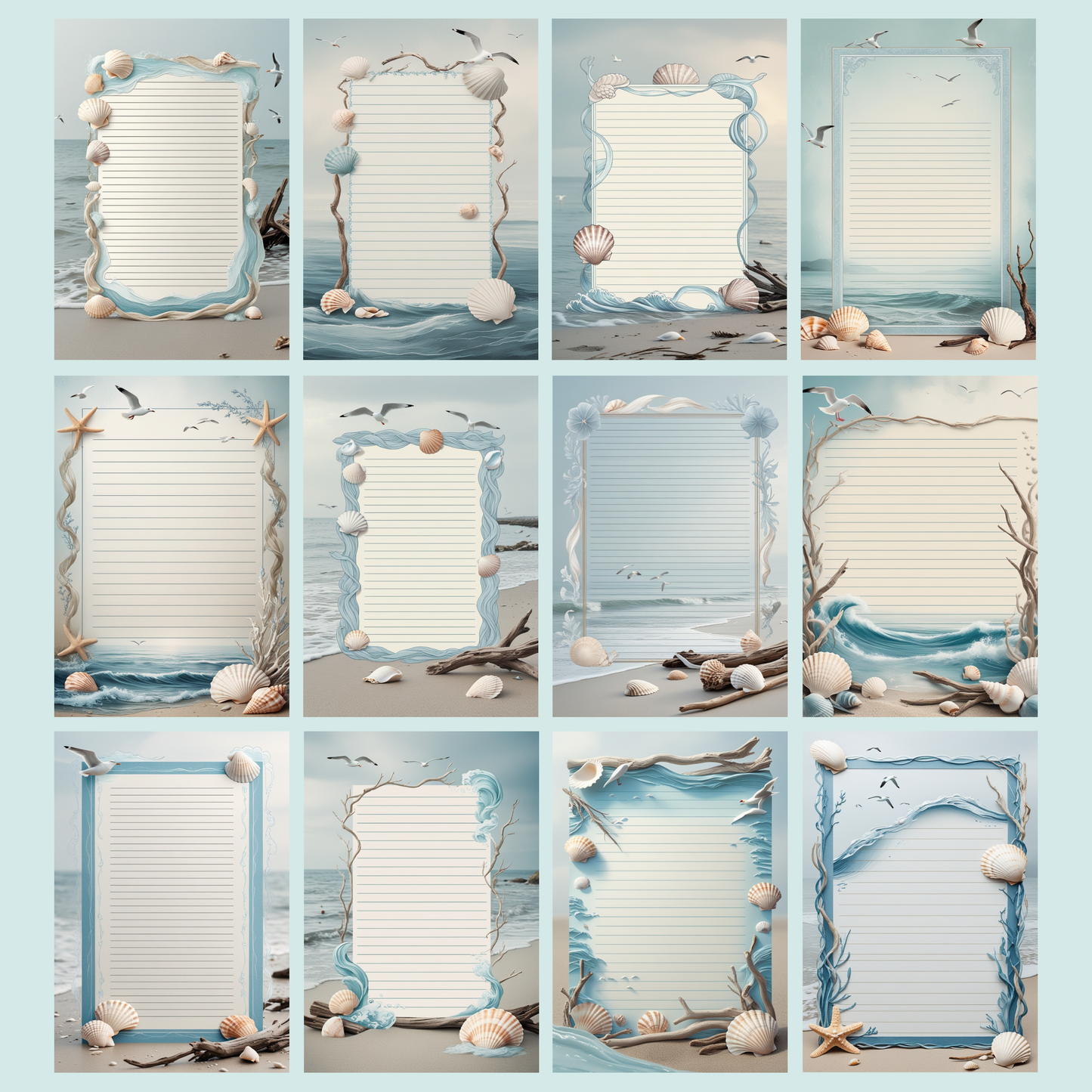 Seaside Notizseiten | Digital Download | 100 Seiten | Liniert | A4