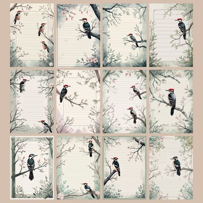 Woodpecker Notizseiten | Digital Download | 100 Seiten | Liniert | A4