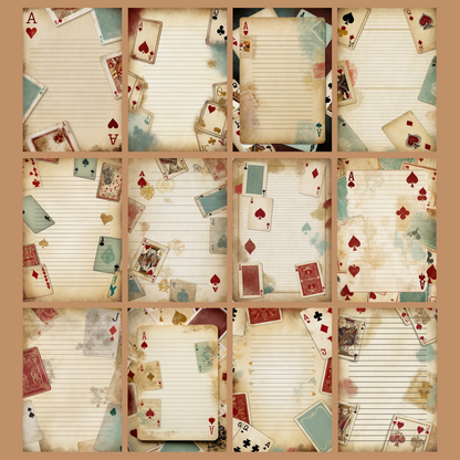 Playing Cards Notizseiten | Digital Download | 100 Seiten | Liniert | A4