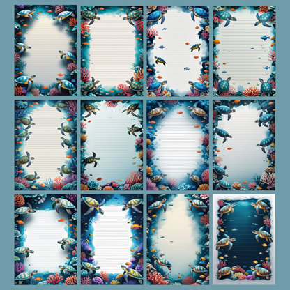 Coral Reef Notizseiten | Digital Download | 100 Seiten | Liniert | A4