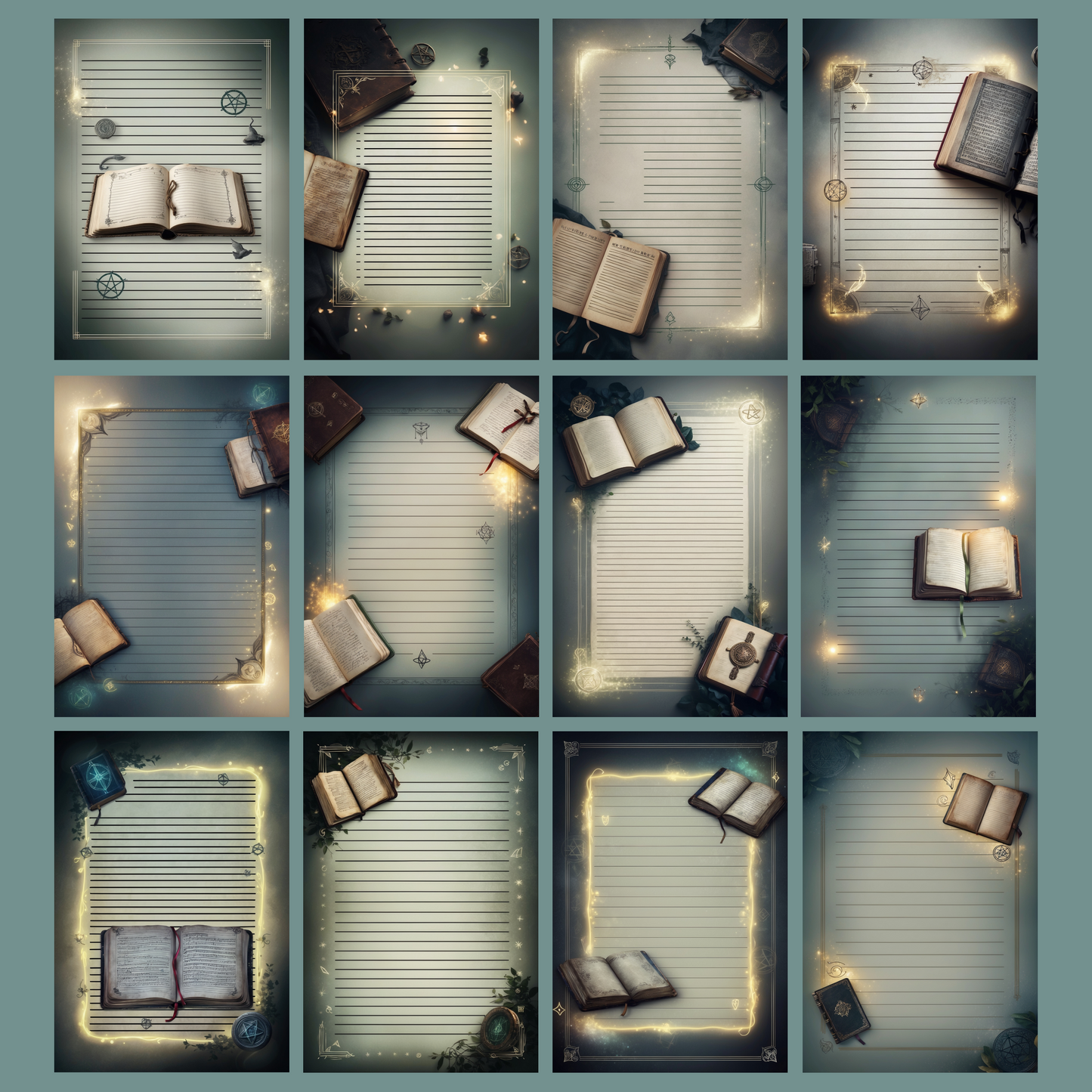 Magic Grimoire Notizseiten | Digital Download | 100 Seiten | Liniert | A4