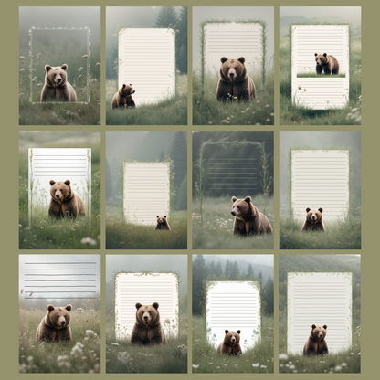 Meadow Bear Notizseiten | Digital Download | 100 Seiten | Liniert | A4