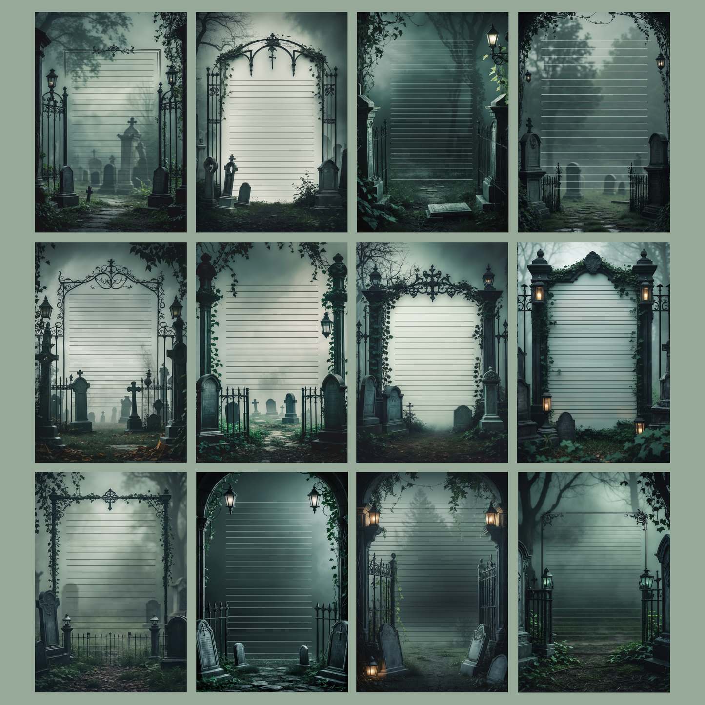 Graveyard Notizseiten | Digital Download | 100 Seiten | Liniert | A4