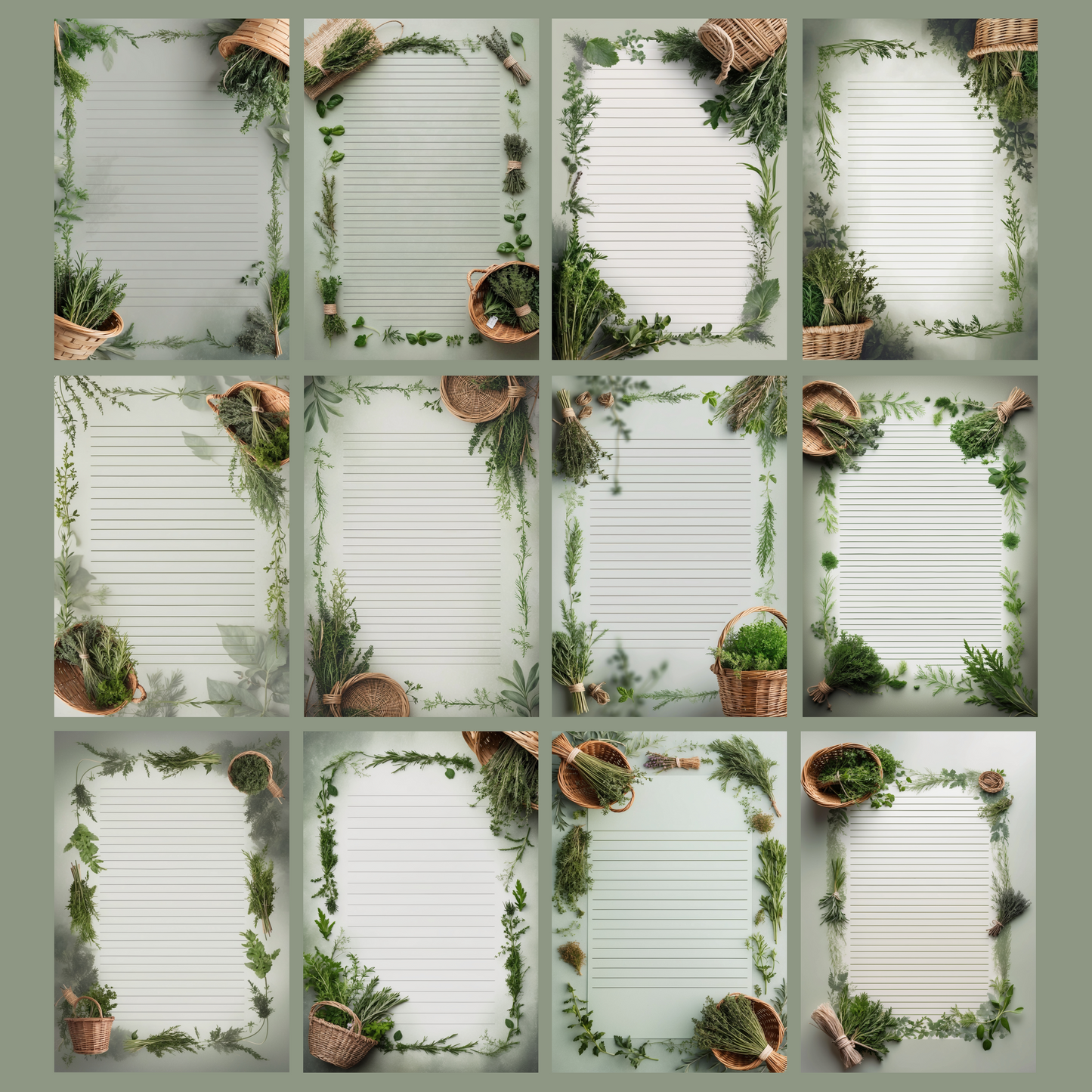 Wild Herbs Notizseiten | Digital Download | 100 Seiten | Liniert | A4