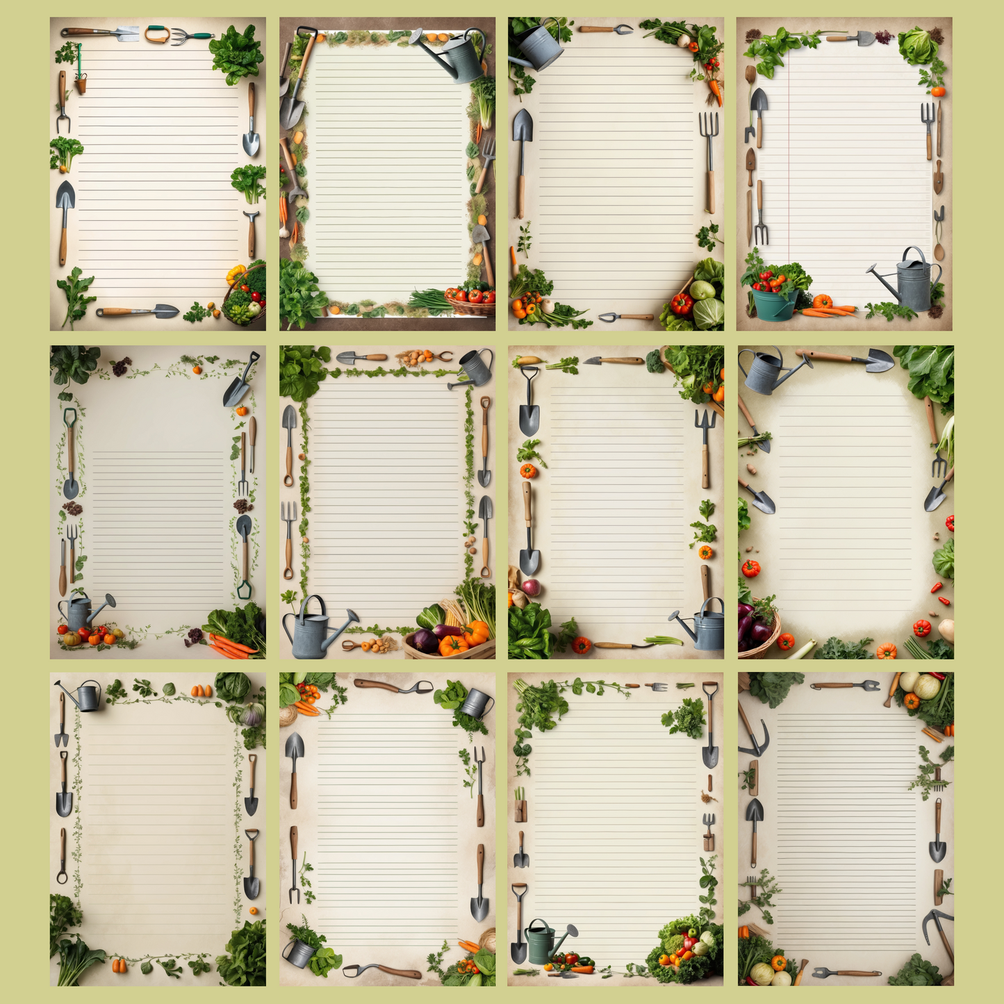 Garden Tools Notizseiten | Digital Download | 100 Seiten | Liniert | A4