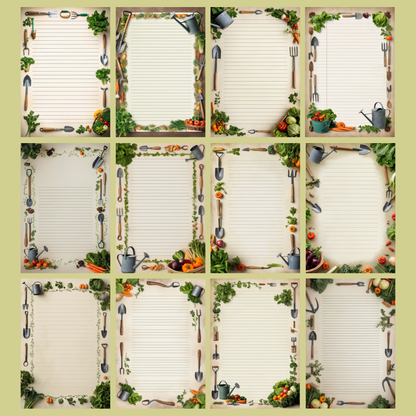 Garden Tools Notizseiten | Digital Download | 100 Seiten | Liniert | A4