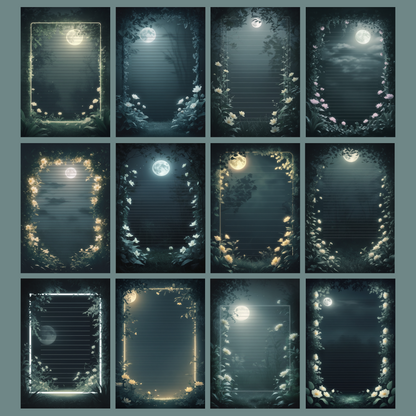 Moonlight Garden Notizseiten | Digital Download | 100 Seiten | Liniert | A4