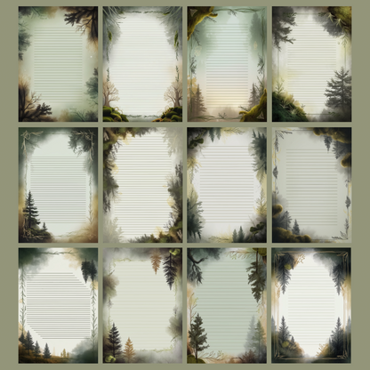 Sacred Forest Notizseiten | Digital Download | 100 Seiten | Liniert | A4