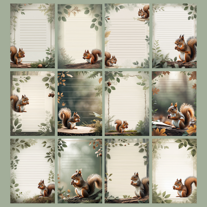 Squirrel Notizseiten | Digital Download | 100 Seiten | Liniert | A4