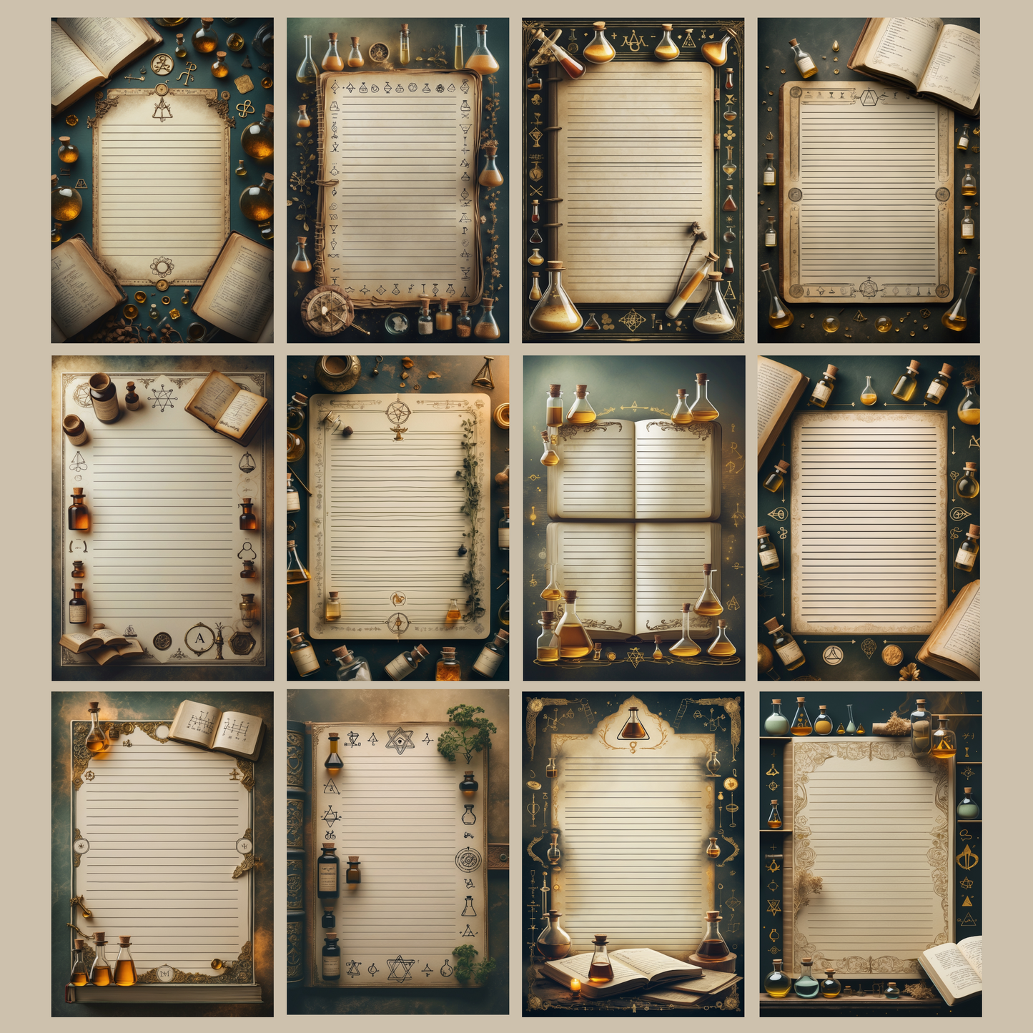 Alchemie Notizseiten | Digital Download | 100 Seiten | Liniert | A4
