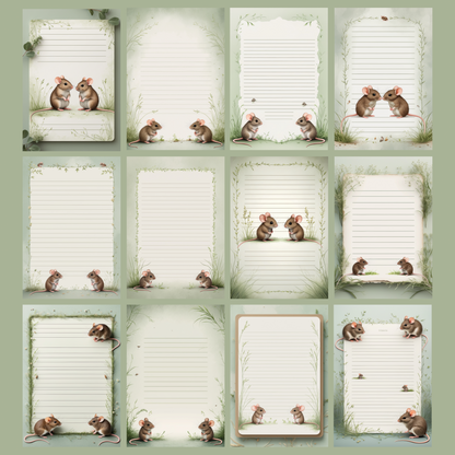 Cute Mice Notizseiten | Digital Download | 100 Seiten | Liniert | A4