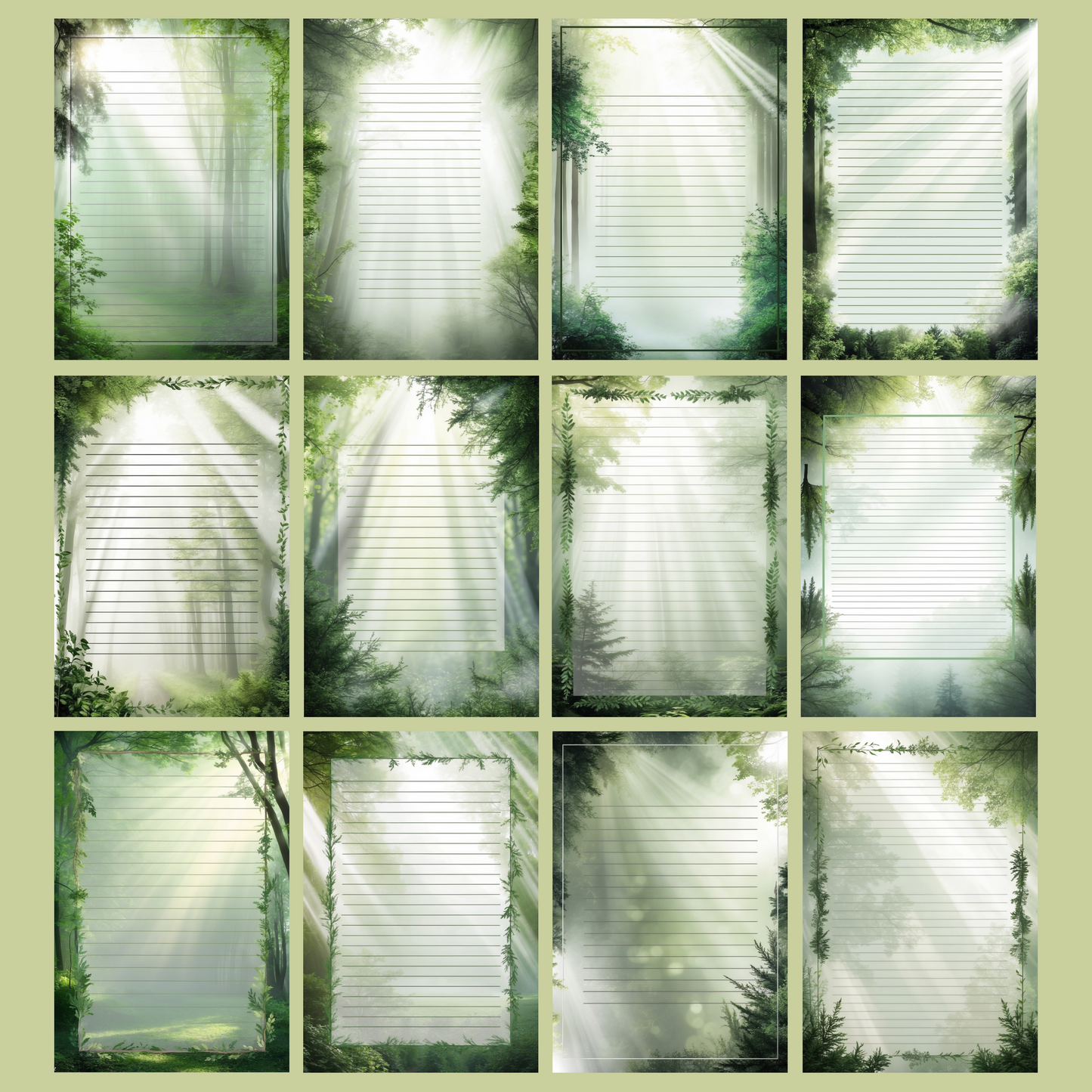 Forest Bathing Notizseiten | Digital Download | 100 Seiten | Liniert | A4