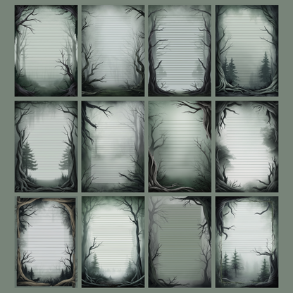 Haunted Forest Notizseiten | Digital Download | 100 Seiten | Liniert | A4