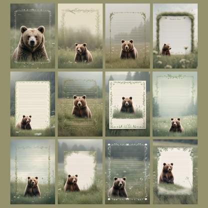 Meadow Bear Notizseiten | Digital Download | 100 Seiten | Liniert | A4