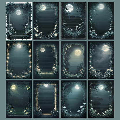 Moonlight Garden Notizseiten | Digital Download | 100 Seiten | Liniert | A4
